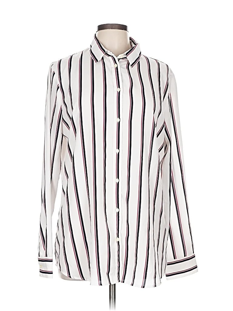 Pre-owned Banana Republic Long Sleeve Blouse In White