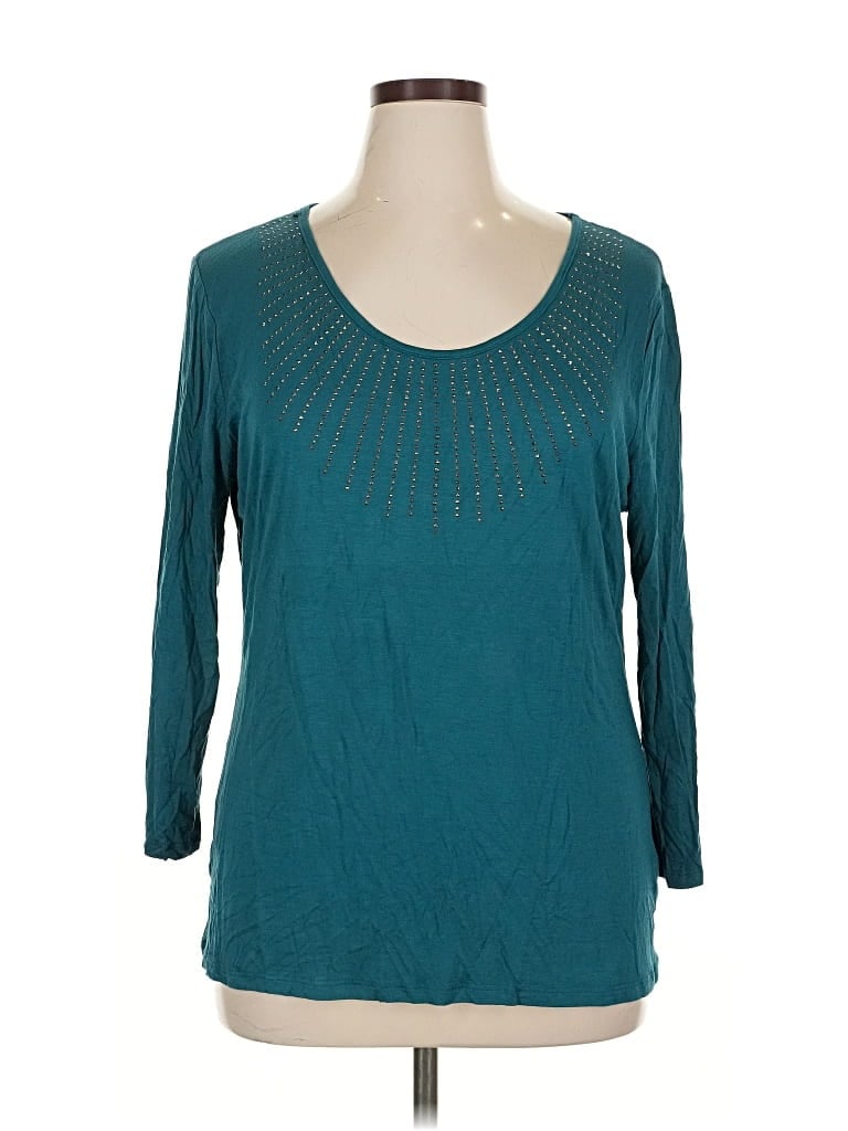 Pre-owned Ellen Tracy 3/4 Sleeve T-shirt In Blue