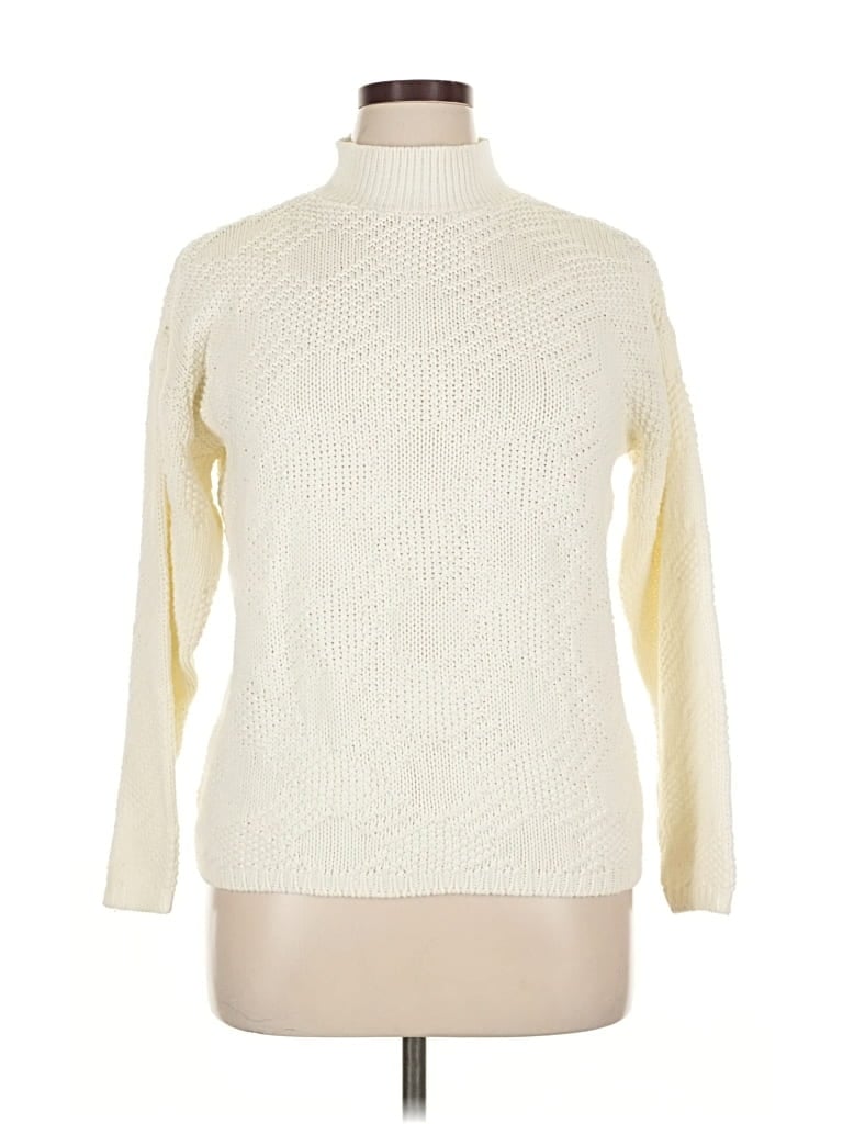 Pre-owned Bobbie Brooks Turtleneck Sweater In White