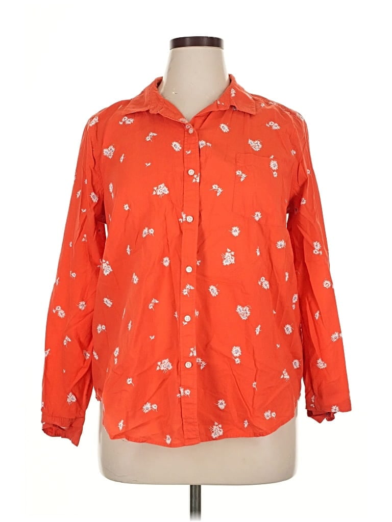Pre-owned Lucky Brand Long Sleeve Button Down Shirt In Orange