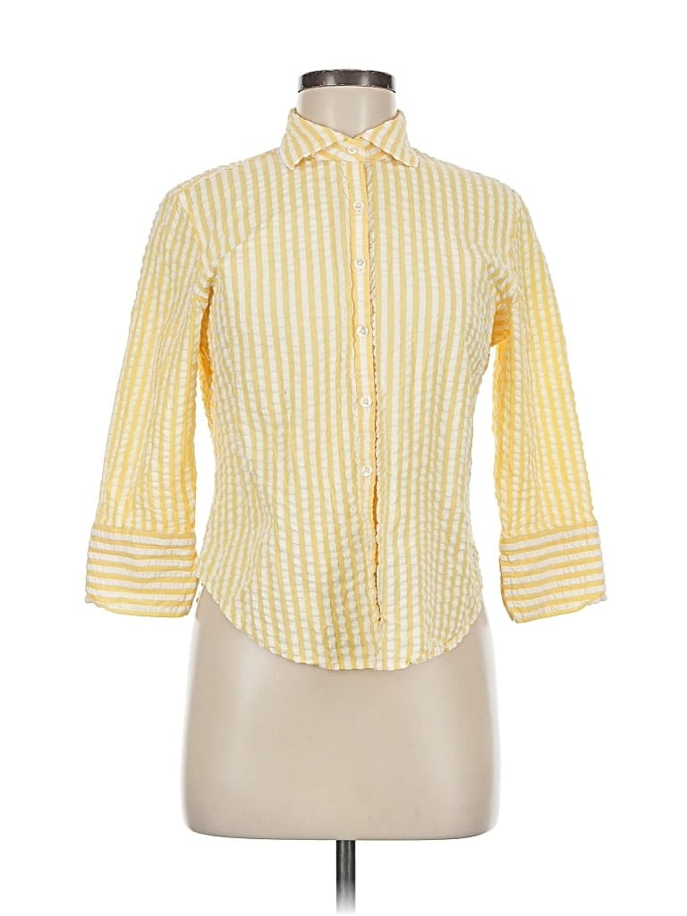 Pre-owned Façonnable 3/4 Sleeve Button Down Shirt In Yellow