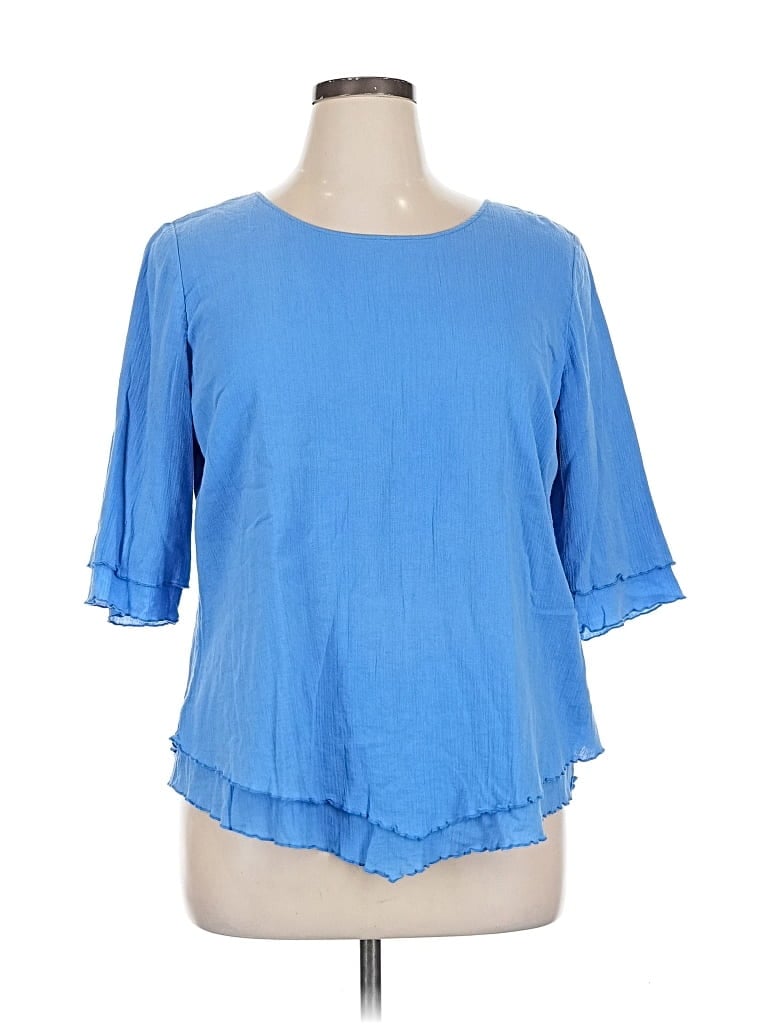 Pre-owned Soft Surroundings 3/4 Sleeve Blouse In Blue