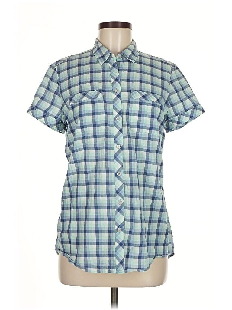 Pre-owned Eddie Bauer Short Sleeve Button Down Shirt In Blue