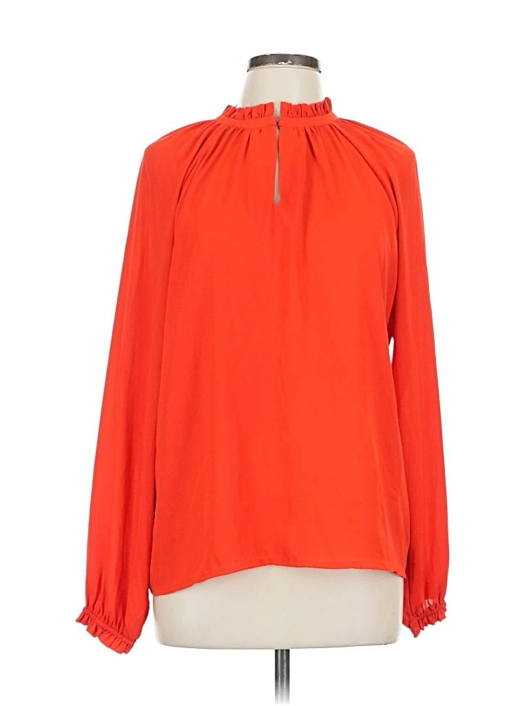 Pre-owned Ann Taylor Long Sleeve Blouse In Orange