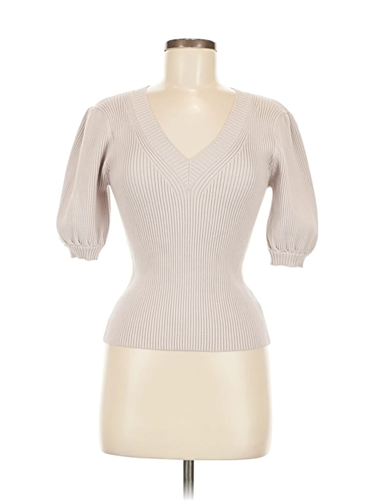 Pre-owned Truth By Republic 3/4 Sleeve Top Gray Sweetheart Neckline Tops