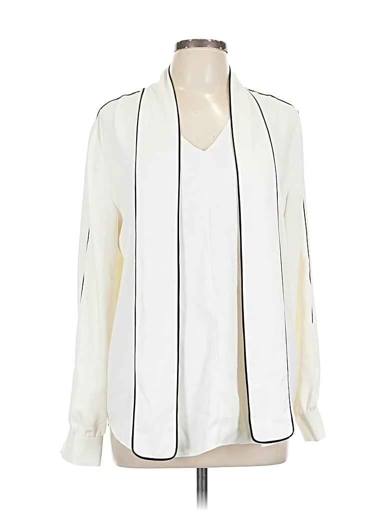 Pre-owned Ann Taylor Long Sleeve Blouse In White