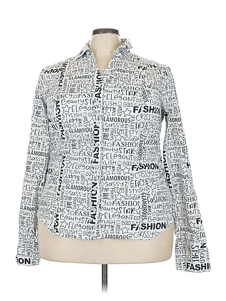 Pre-owned Ashley Stewart Long Sleeve Blouse In Silver