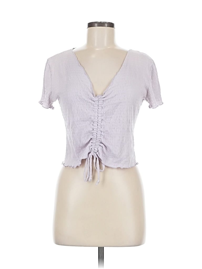 Pre-owned Altar'd State Short Sleeve Top Gray Sweetheart Neckline Tops