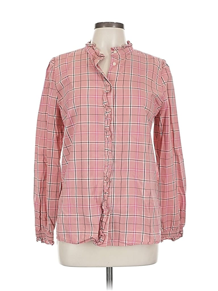 Pre-owned Ann Taylor Loft Long Sleeve Button Down Shirt In Pink