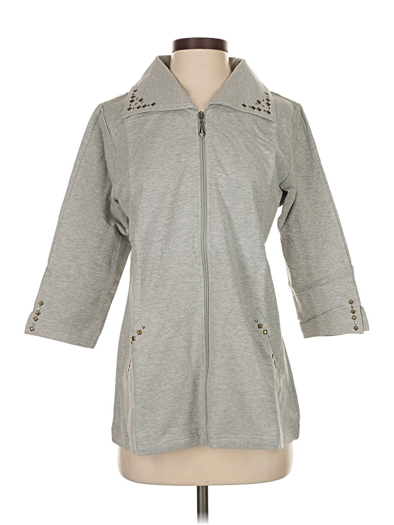 Pre-owned Sport Savvy Cardigan Sweater In Gray