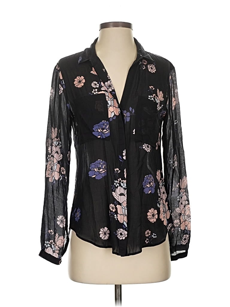 Pre-owned Cloth & Stone X Anthropologie Long Sleeve Blouse In Black