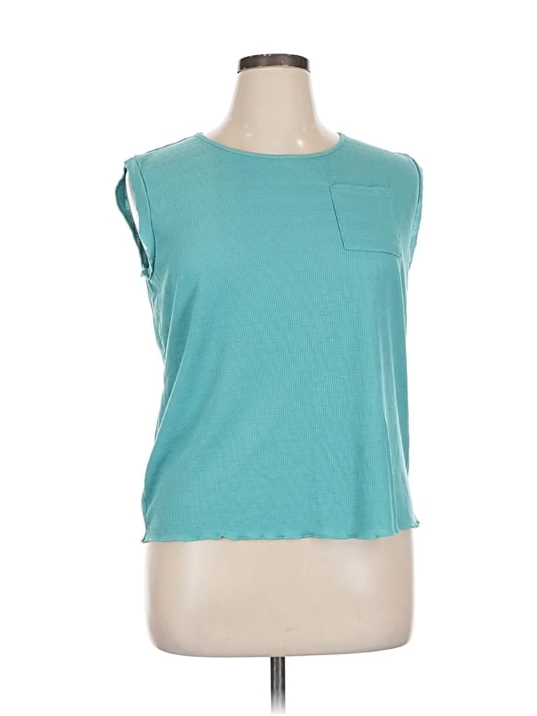 Pre-owned Just Be ... Sleeveless Top Teal Scoop Neck Tops In Blue