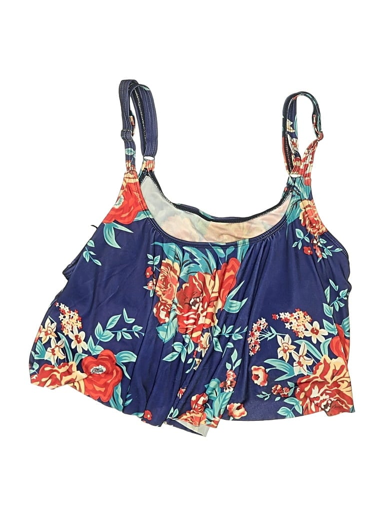 Pre-owned Avidlove Swimsuit Top Blue Floral Pattern Swimwear