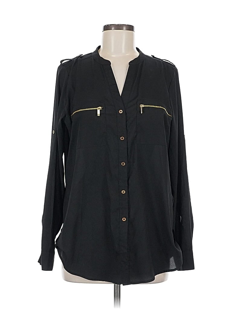 Pre-owned Calvin Klein Long Sleeve Blouse In Black