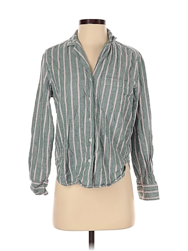 Pre-owned Gap Body Long Sleeve Button Down Shirt In Green