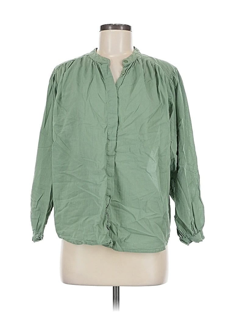 Pre-owned Easy Clothes 3/4 Sleeve Blouse In Green