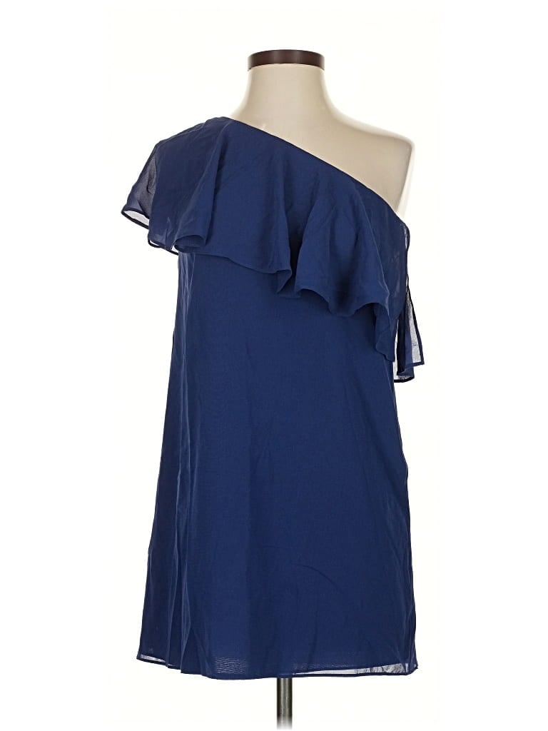 ALICE AND OLIVIA Pre-owned Alice + Olivia Sleeveless Silk Top Blue One Shoulder Neckline Tops