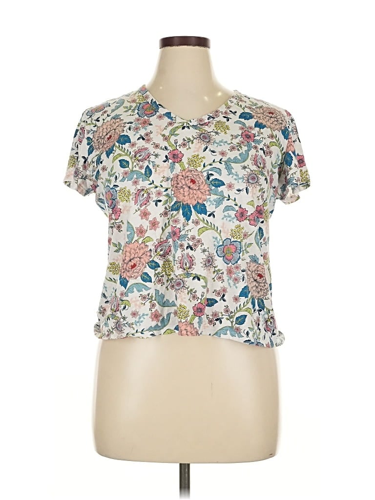 Pre-owned Ann Taylor Loft Short Sleeve T-shirt In White