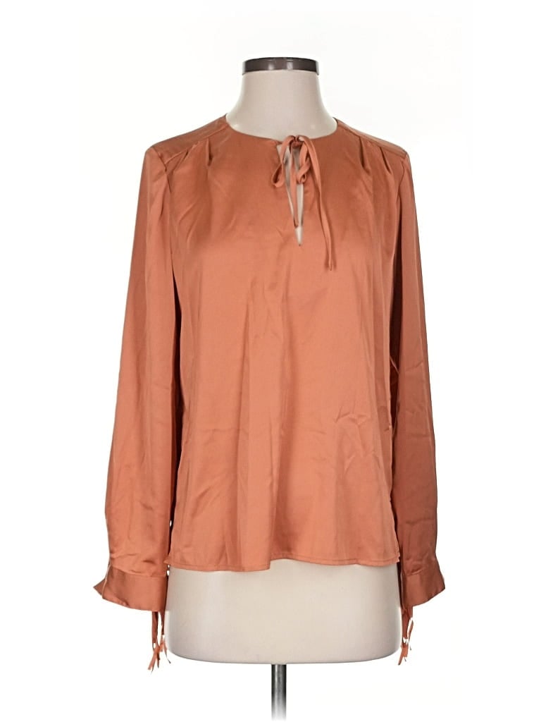 Pre-owned Boston Proper Long Sleeve Blouse In Brown