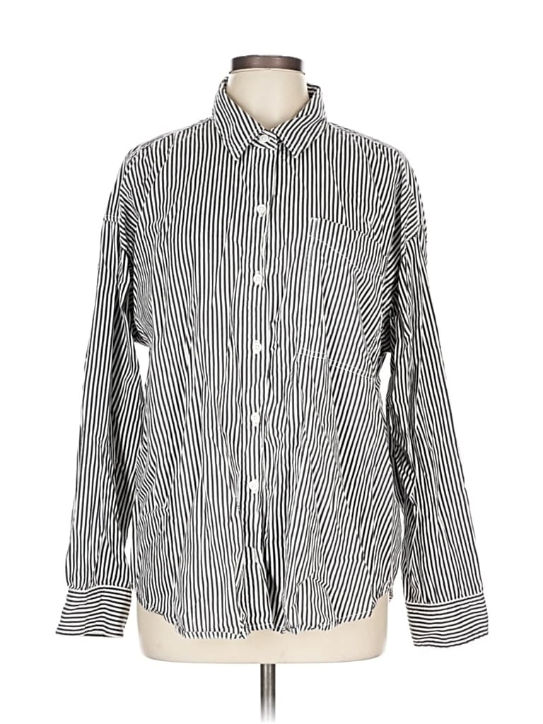 Pre-owned American Eagle Outfitters Long Sleeve Button Down Shirt In Silver