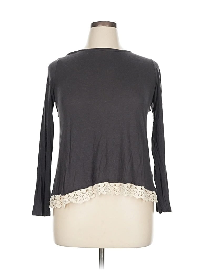 Pre-owned Xhilaration Long Sleeve Top Gray Sweetheart Neckline Tops