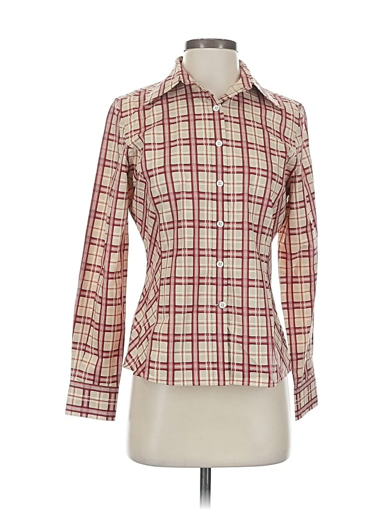 Pre-owned Façonnable Long Sleeve Blouse In Burgundy