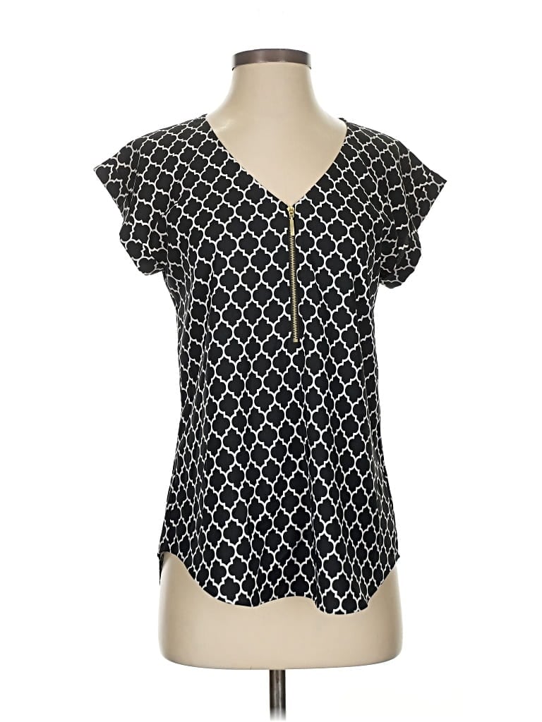 Pre-owned Express Outlet Short Sleeve Blouse In Black