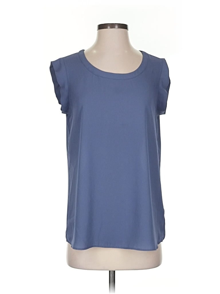 Pre-owned Pleione Short Sleeve Top Blue Scoop Neck Tops