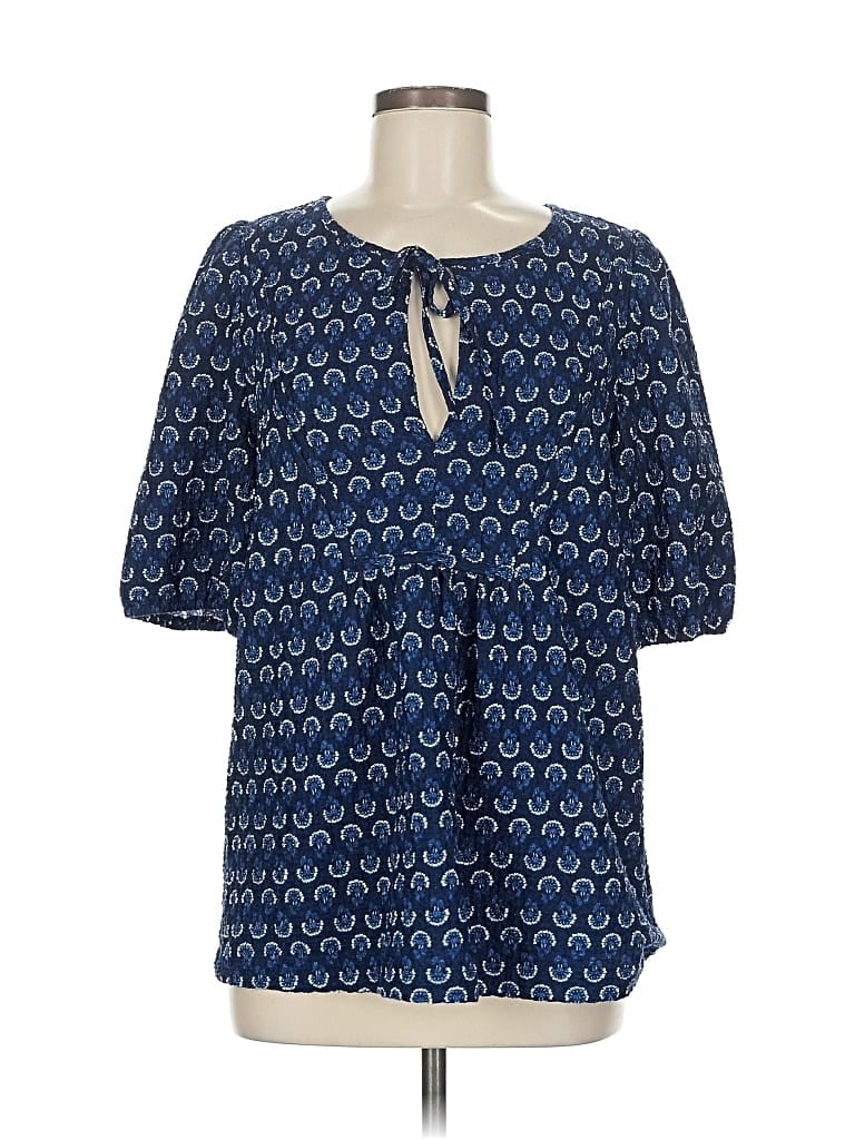 Pre-owned Ann Taylor Loft Short Sleeve Blouse In Blue