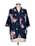 IMAN 100% Polyester Floral Blue 3/4 Sleeve Blouse Size XS - photo 1