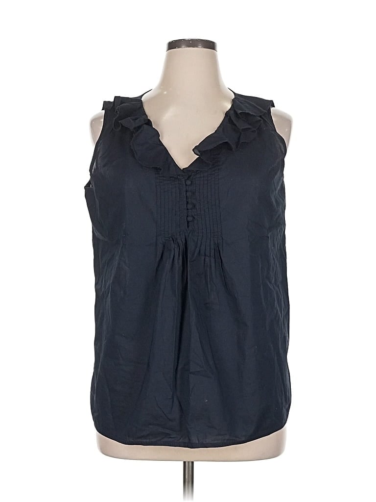 Pre-owned Ann Taylor Loft Sleeveless Blouse In Blue