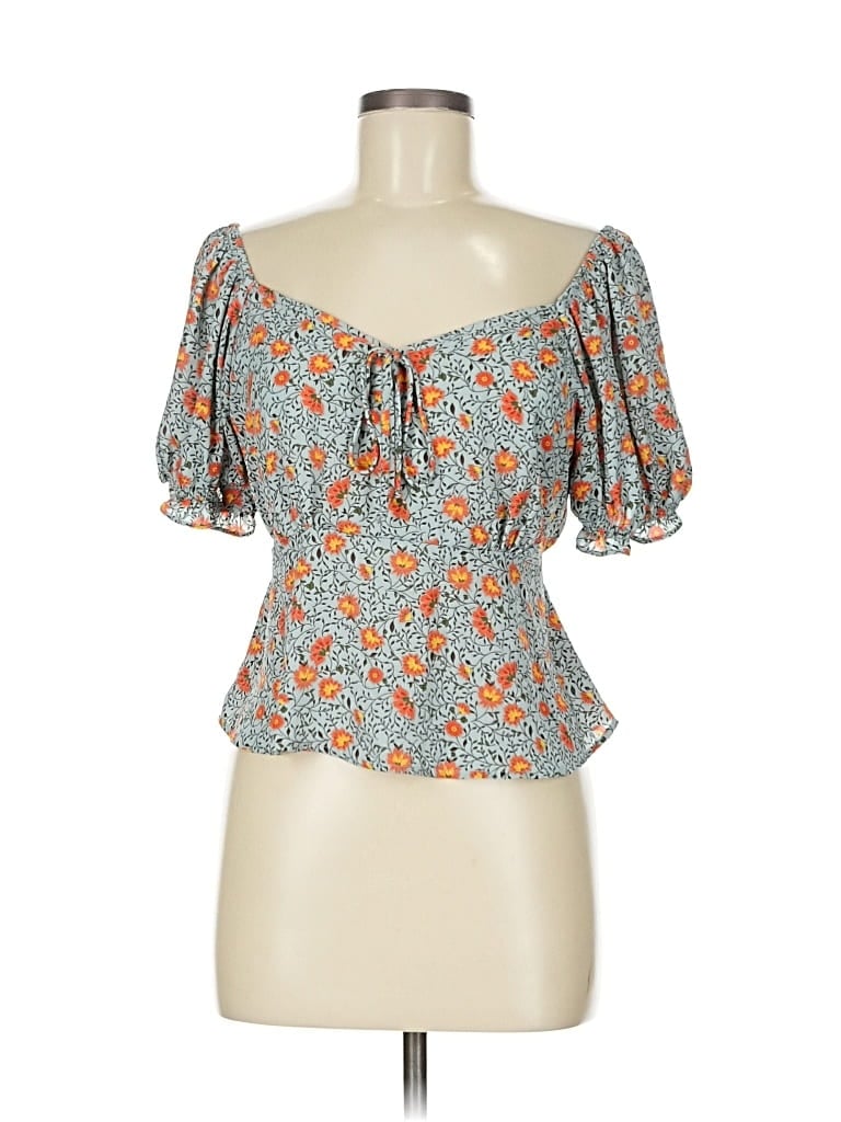 Pre-owned Sienna Sky Short Sleeve Blouse In Blue