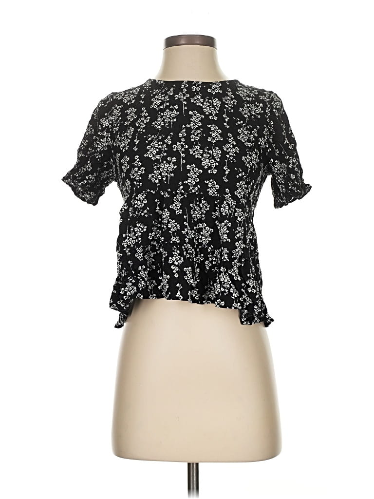 Pre-owned Paper Crane Short Sleeve Blouse In Black