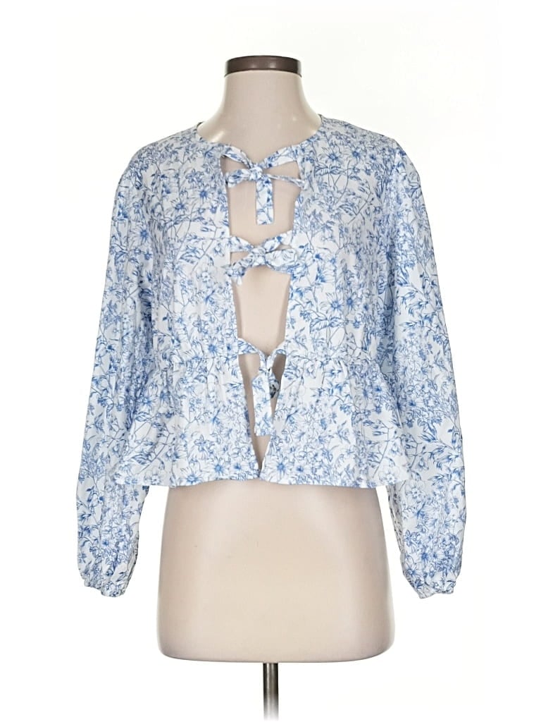 Pre-owned Shein Long Sleeve Blouse In Blue