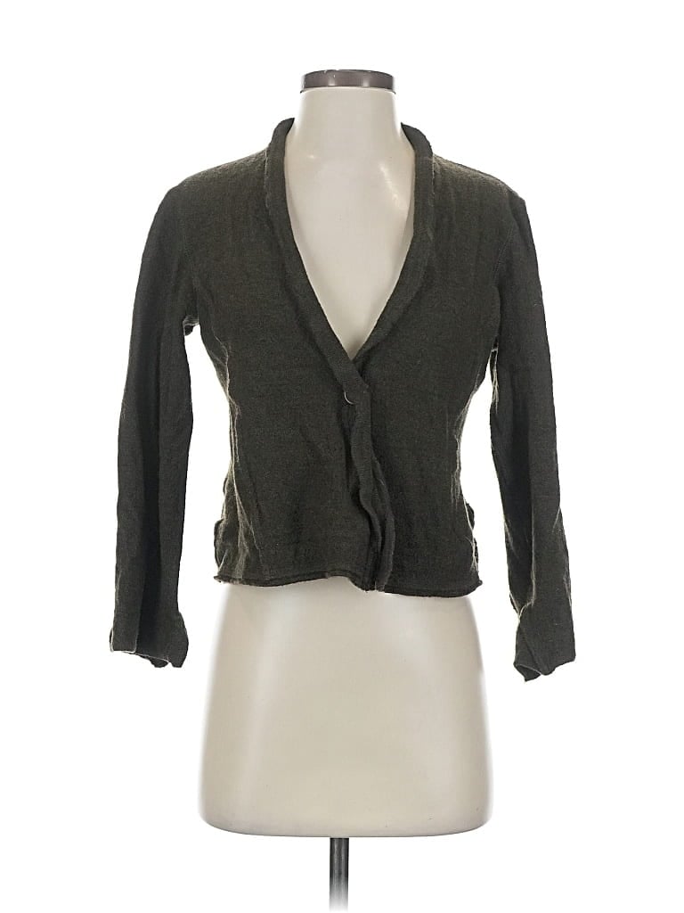 Pre-owned Eileen Fisher Wool Cardigan Sweater In Green