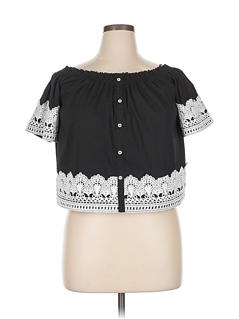 Pre-owned Love J Short Sleeve Blouse In Black