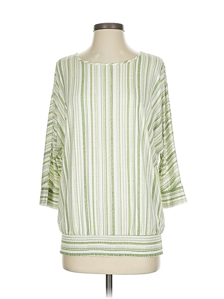 Pre-owned Susan Graver 3/4 Sleeve T-shirt In Green