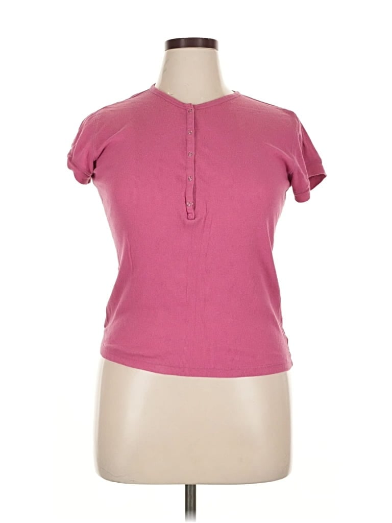 Pre-owned American Eagle Outfitters Short Sleeve Henley Shirt In Pink