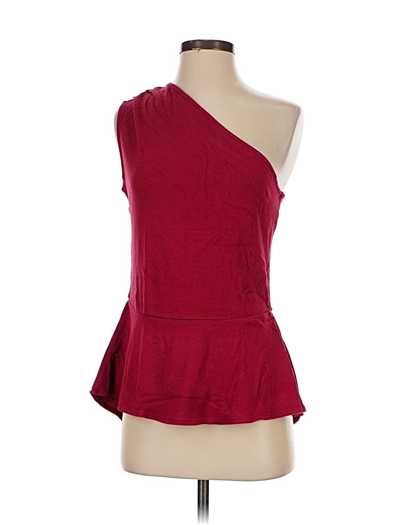 Versona Sleeveless Top Red One Shoulder Neckline Tops In Animal Print