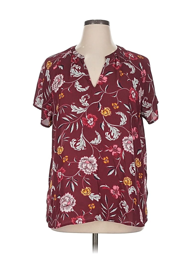 OLD NAVY Pre-owned Short Sleeve Blouse In Burgundy