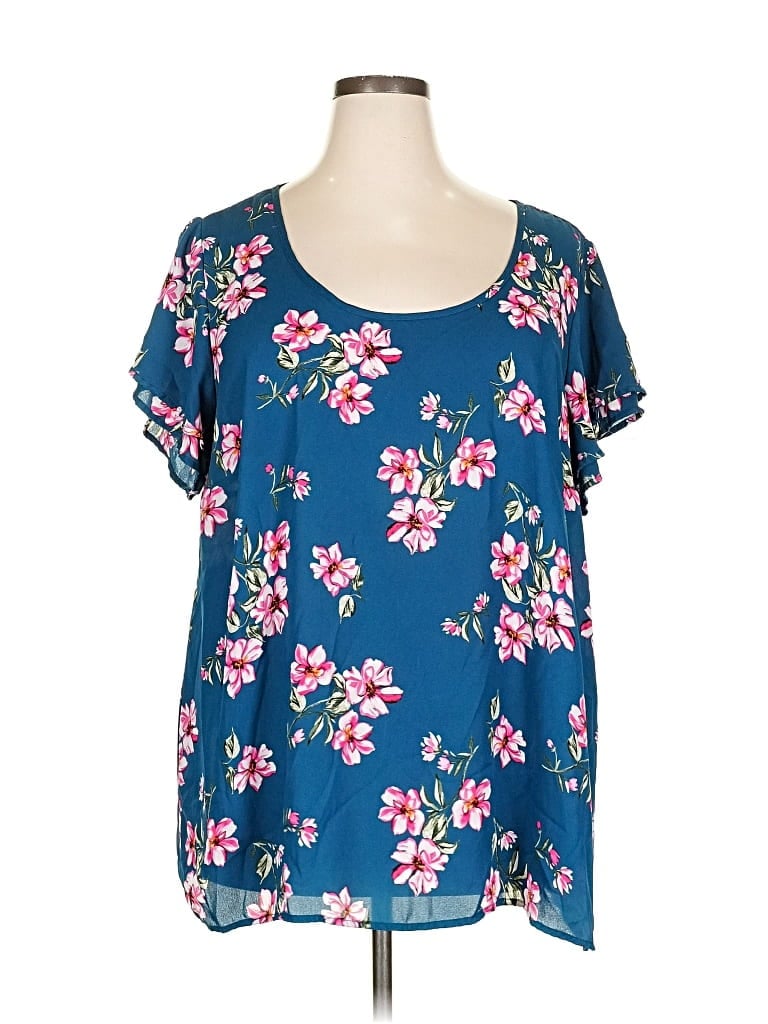 Pre-owned Torrid Short Sleeve Blouse In Blue