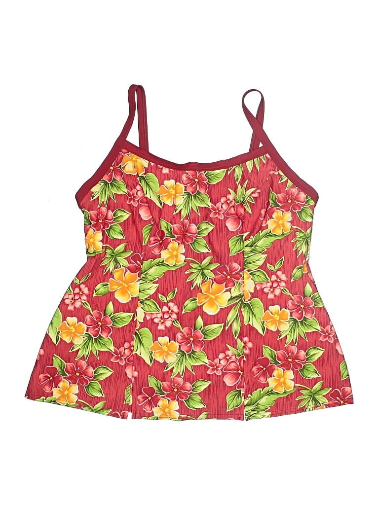 Pre-owned Christina Swimsuit Top Red Floral Pattern Swimwear