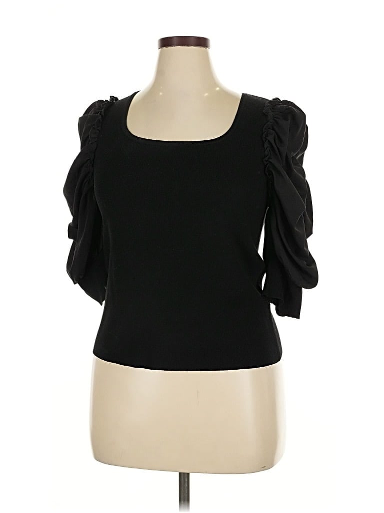 Pre-owned Nanette Lepore 3/4 Sleeve Top Black Sweetheart Neckline Tops