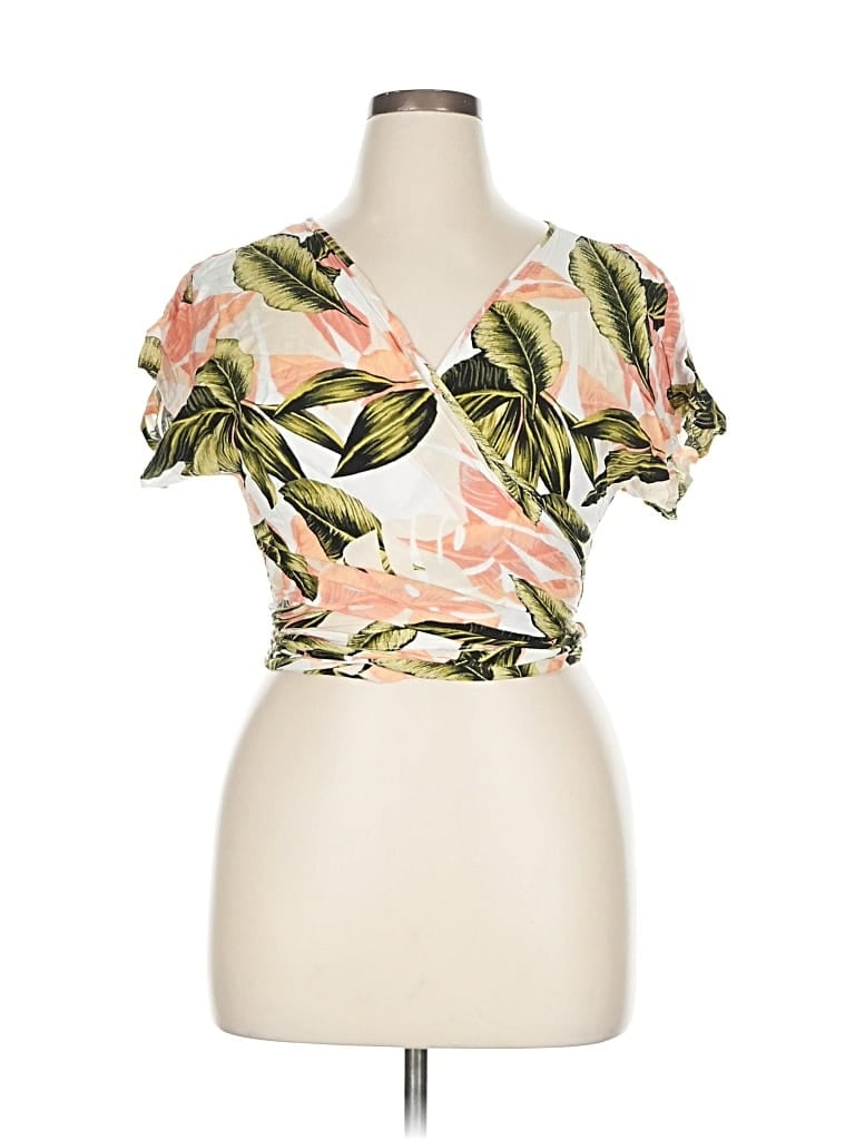 Pre-owned Fashion Nova Short Sleeve Top Orange Sweetheart Neckline Tops