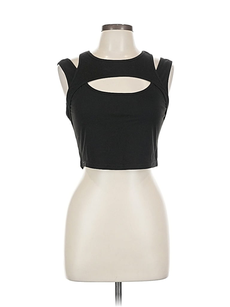 Pre-owned Romwe Sleeveless Top Black Keyhole Neckline Tops