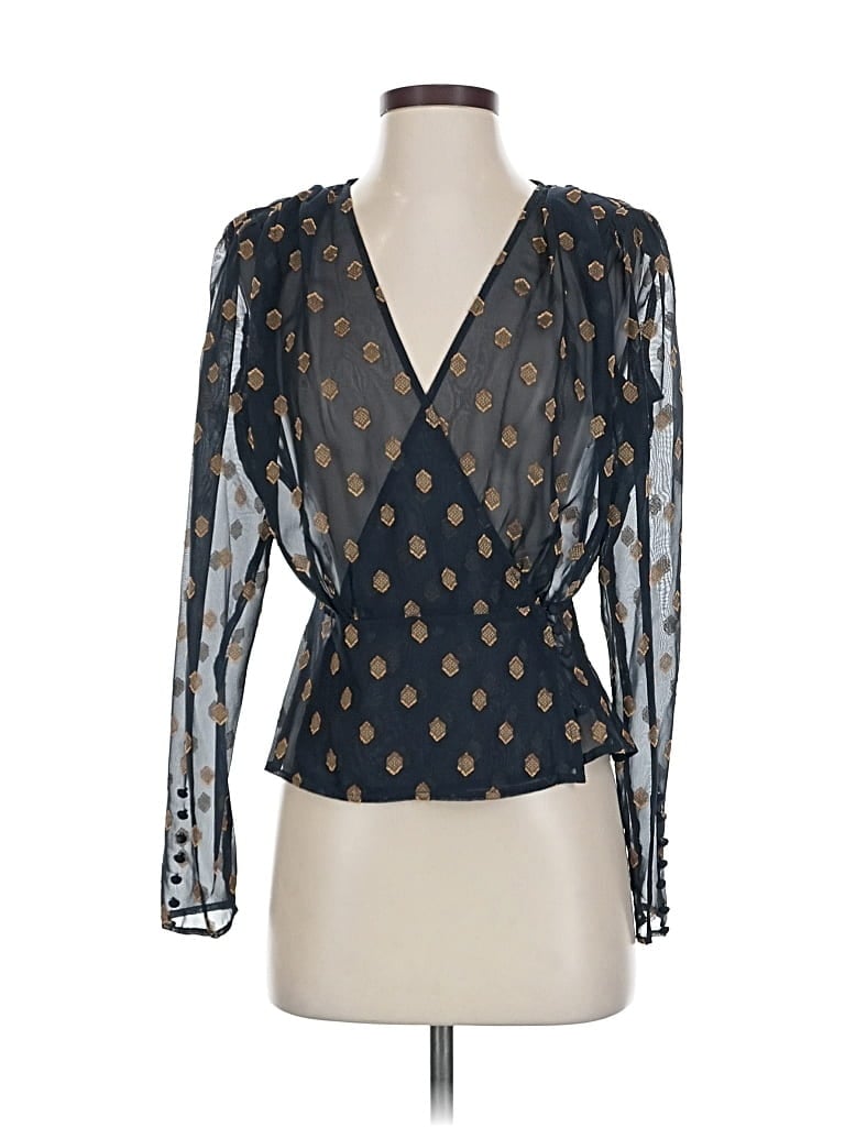 Pre-owned Wayf 3/4 Sleeve Blouse In Blue