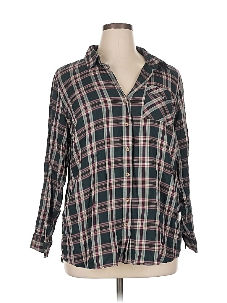 Pre-owned Cj Banks Long Sleeve Button Down Shirt In Gray