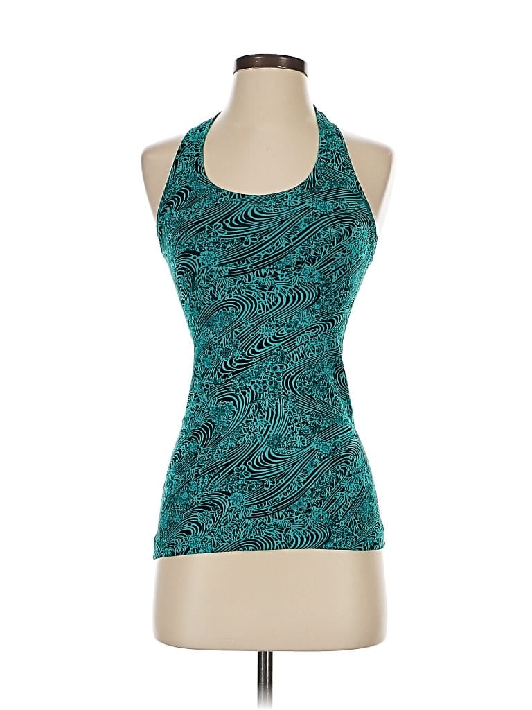 Pre-owned Lululemon Athletica Tank Top Teal Halter Neckline Tops In Blue