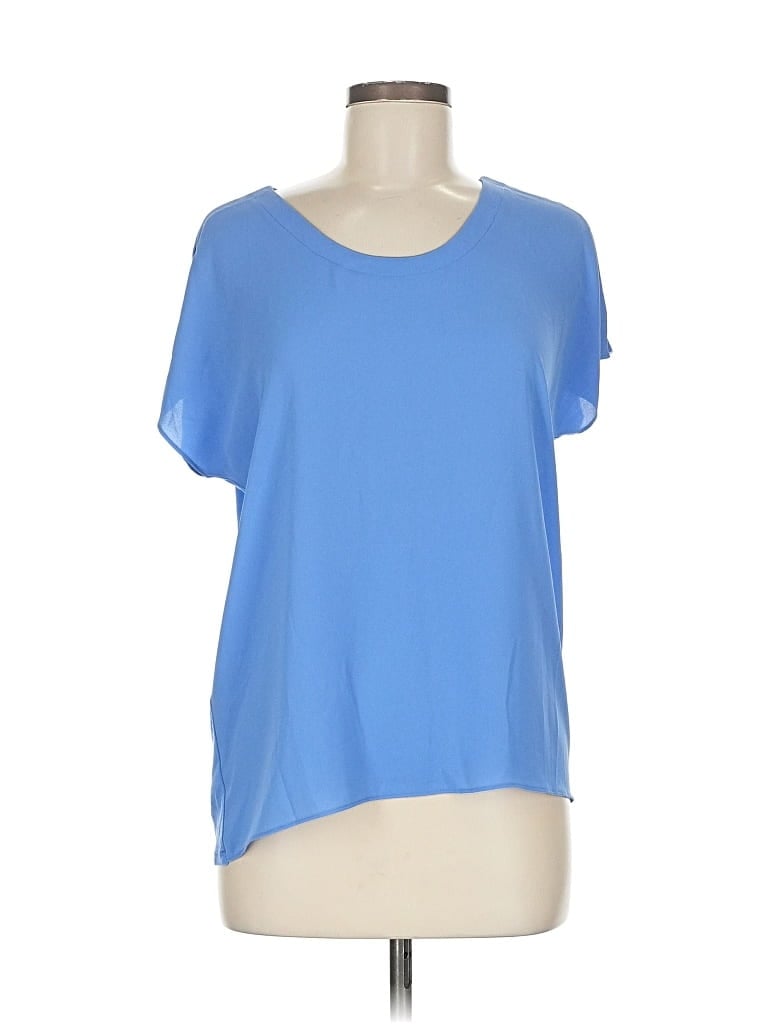 Pre-owned Ann Taylor Loft Short Sleeve Top Blue Scoop Neck Tops