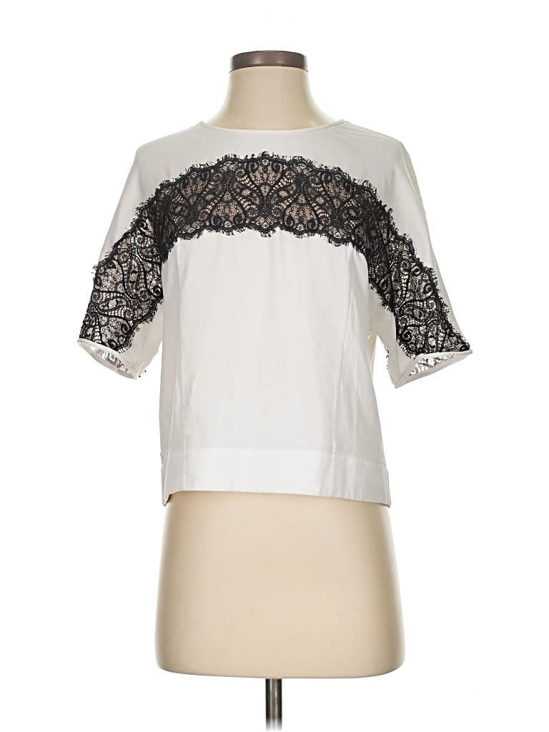 Pre-owned Bcbgmaxazria Short Sleeve Blouse In White